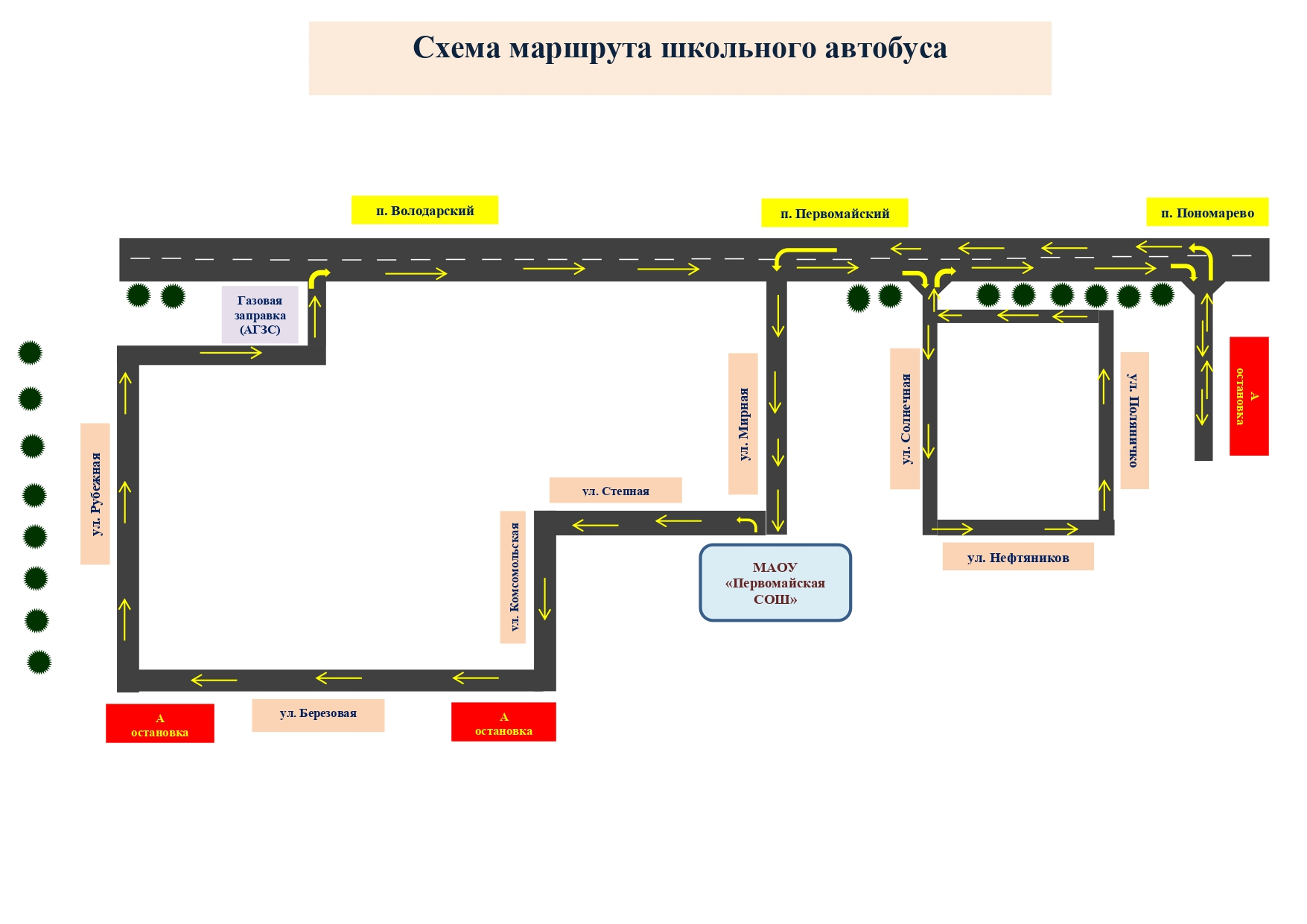 Схема маршрута школьного автобуса